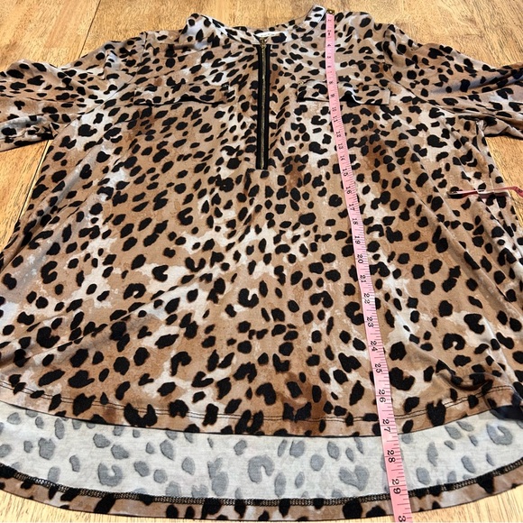 Calvin Klein Leopard Print Stretch Knit Women's Blouse Top Large - Picture 7 of 8